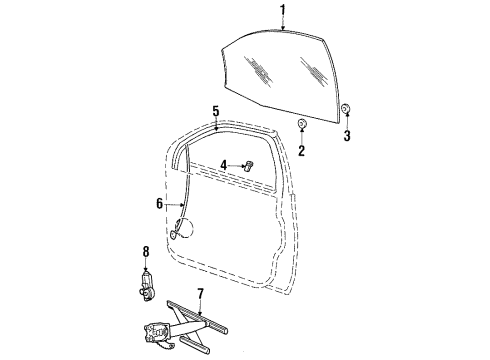1999 Mercury Sable Front Door - Glass & Hardware Diagram