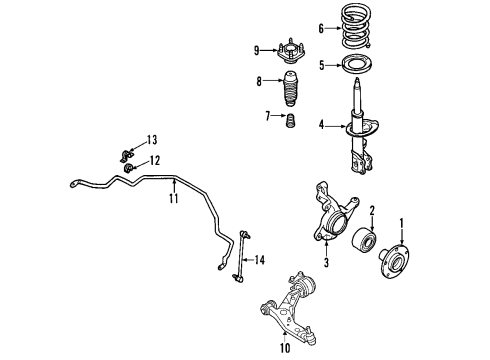 2010 Lincoln MKX Strut Mount, Front Diagram for 9T4Z-18183-A