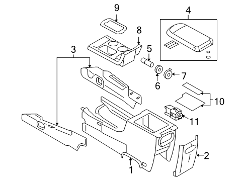 2009 Ford Taurus X Console Diagram