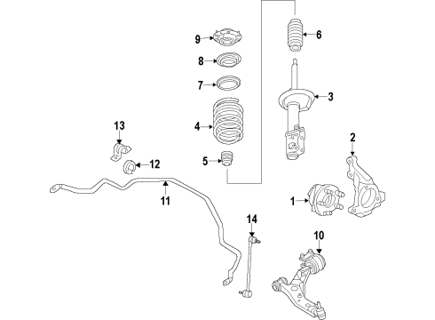 2020 Ford Fusion Front Suspension, Control Arm, Stabilizer Bar Diagram 2 - Thumbnail