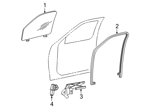2005 Lincoln Navigator Front Door - Glass & Hardware Diagram