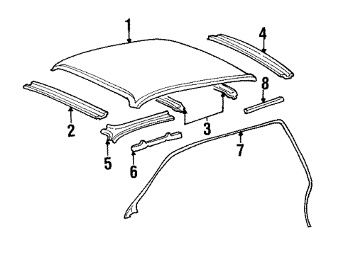2001 Lincoln Town Car Windshield Header, Front Diagram for 3W1Z-5403408-AA