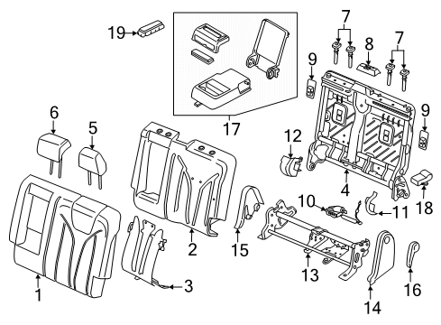 2021 Lincoln Nautilus Armrest Assembly Diagram for LA1Z-5867112-CC