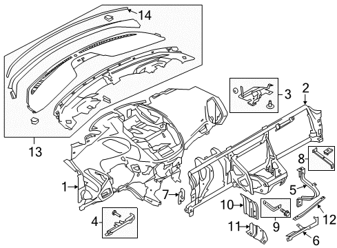 2016 Ford Escape Cluster & Switches, Instrument Panel Diagram 1 - Thumbnail
