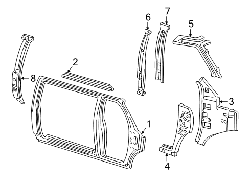 2004 Ford E-150 Club Wagon Inner Center Pillar, Passenger Side Diagram for F7UZ-15281A06-AE