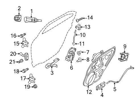 2006 Lincoln Zephyr Rear Door - Lock & Hardware Diagram