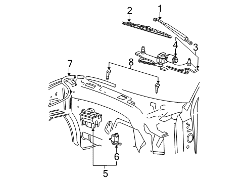 2005 Lincoln Navigator Windshield - Wiper & Washer Components Diagram
