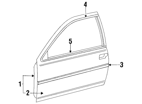 1993 Mercury Cougar Door & Components, Exterior Trim Diagram