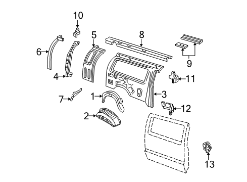 2008 Ford E-350 Super Duty Inner Structure & Rails - Side Panel Diagram 2 - Thumbnail