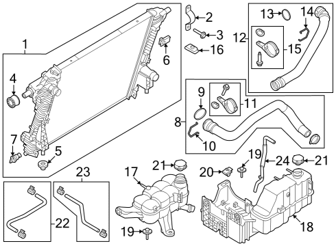 2023 Ford F-250 Super Duty Radiator & Components Diagram 3 - Thumbnail