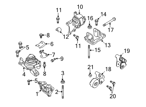 2009 Ford Taurus X Engine & Trans Mounting Diagram