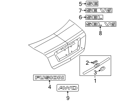 2007 Ford Fusion Exterior Trim - Trunk Lid Diagram