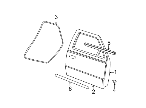 2005 Ford Ranger Front Door & Components, Exterior Trim Diagram