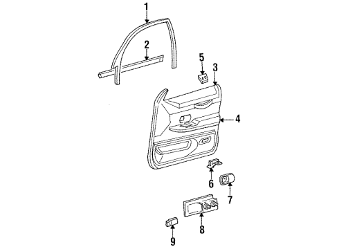 1997 Ford Crown Victoria Interior Trim - Front Door Diagram