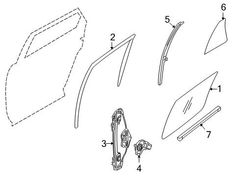 2009 Lincoln MKX Rear Door - Glass & Hardware Diagram