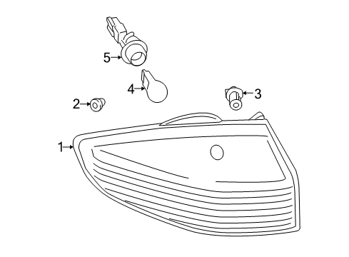 2017 Ford Fiesta Tail Lamp Assembly, Rear Outer Passenger Side Diagram for D2BZ-13404-B