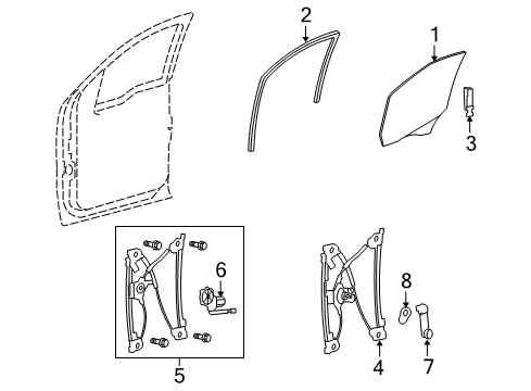 2013 Ford F-150 Front Door - Glass & Hardware Diagram
