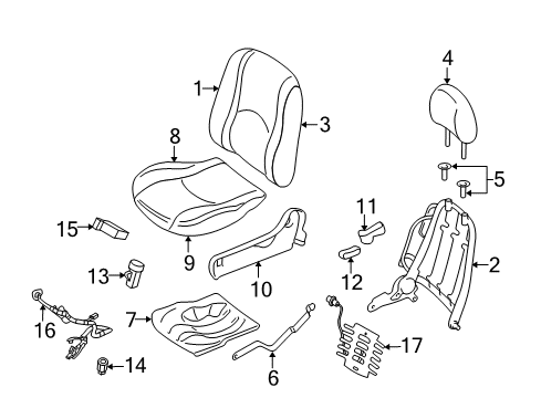 2006 Ford Escape Handle, Front Passenger Side Diagram for 5L8Z-7861736-AAB