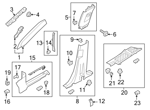 2021 Lincoln Aviator Interior Trim - Pillars Diagram