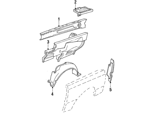 1986 Ford Tempo Fender - Inner Components Diagram