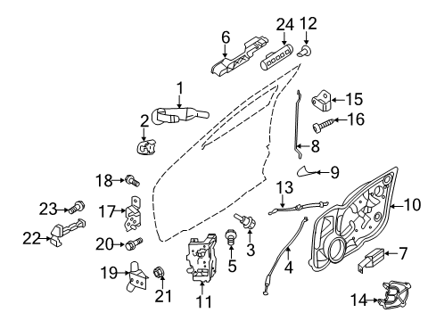 2006 Lincoln Zephyr Front Door - Lock & Hardware Diagram