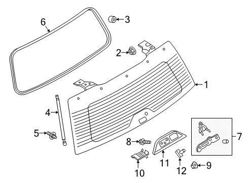 2021 Lincoln Navigator Glass & Hardware - Back Glass Diagram