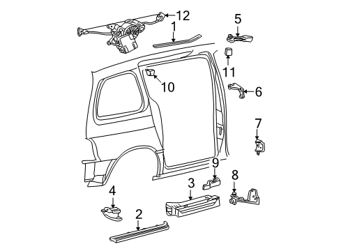 2006 Ford Freestar Actuator Assembly, Passenger Side Diagram for 6F2Z-14B350-BA