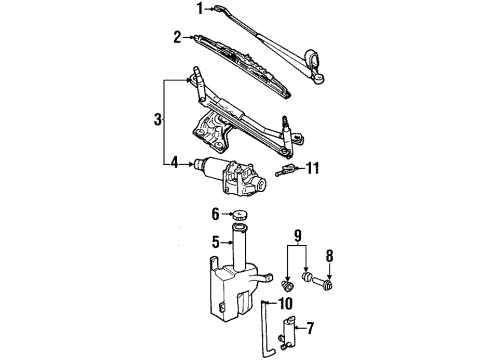 2000 Mercury Cougar Windshield - Wiper & Washer Components Diagram