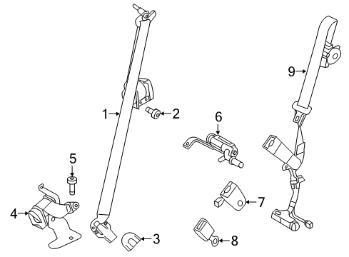 2017 Ford Police Interceptor Utility Second Row Seat Belts Diagram 3 - Thumbnail