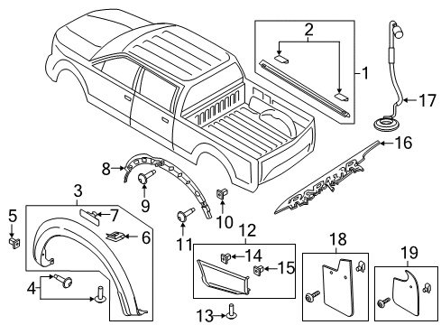 2017 Ford F-150 Bracket, Rear Passenger Side Diagram for HL3Z-9928408-B