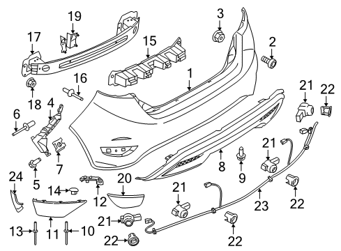 2016 Ford Fiesta Bumper Cover, Rear Diagram for D2BZ-17906-AB
