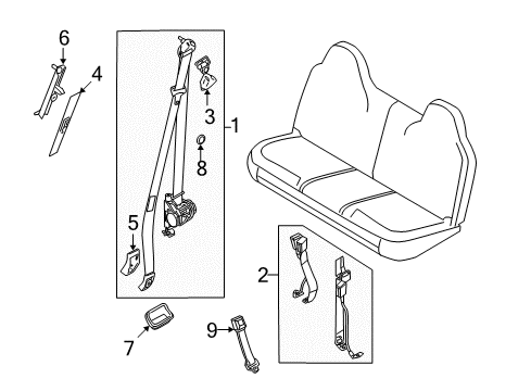 2008 Ford F-250 Super Duty Front Seat Belts Diagram 1 - Thumbnail
