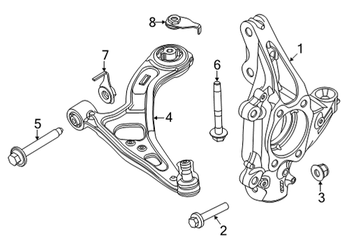 2022 Ford Mustang Mach-E Front Suspension, Control Arm, Ride Control, Stabilizer Bar Diagram 1 - Thumbnail