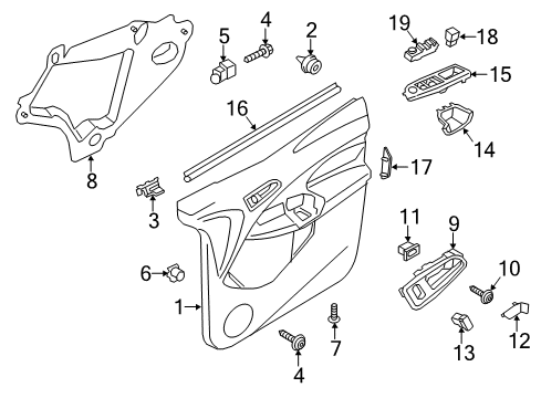 2014 Ford Transit Connect Interior Trim - Front Door Diagram