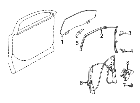 2012 Lincoln MKT Front Door - Glass & Hardware Diagram