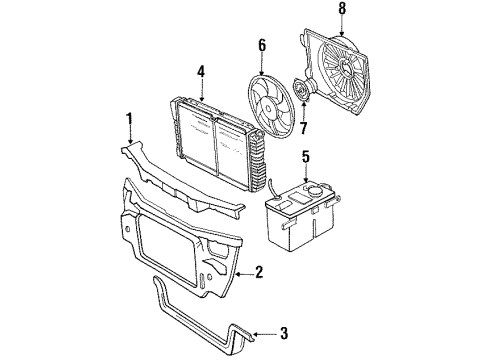 1993 Lincoln Continental Radiator & Components, Radiator Support, Cooling Fan Diagram