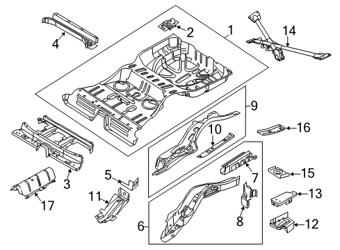 2012 Lincoln MKT Rear Floor & Rails Diagram