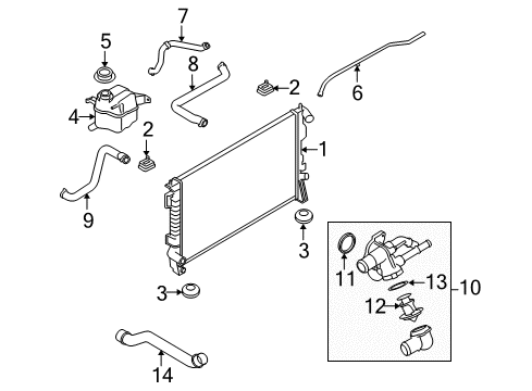 2008 Ford Taurus Radiator & Components Diagram
