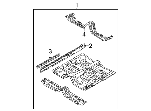 2004 Mercury Grand Marquis Floor Pan, Front Diagram for 3W7Z-5411135-AA