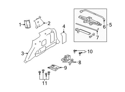 2009 Mercury Mariner Upper Quarter Trim, Charcoal Black, Rear Inner Driver Side Diagram for 9L8Z-7831005-AA