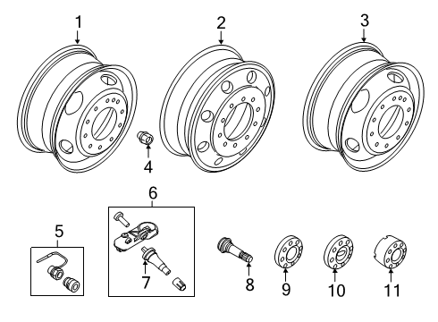 2022 Ford F-350 Super Duty Wheel Cap, Front Diagram for JC3Z-1130-B