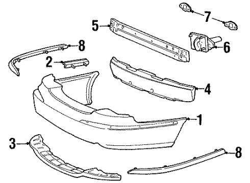 2001 Lincoln Continental Bumper Cover Diagram for F8OZ-17K835-AA
