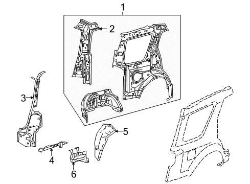 2006 Ford Freestyle Inner Structure - Quarter Panel Diagram