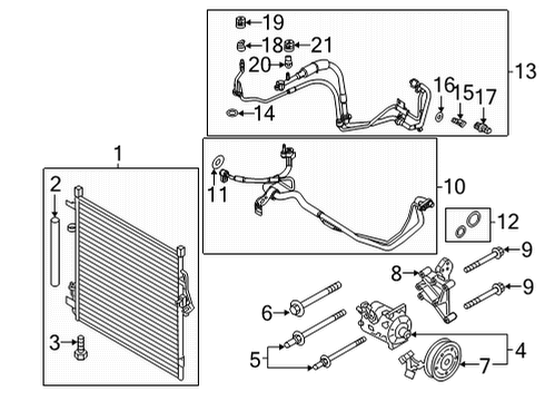 2021 Ford Bronco A/C Condenser, Compressor & Lines Diagram