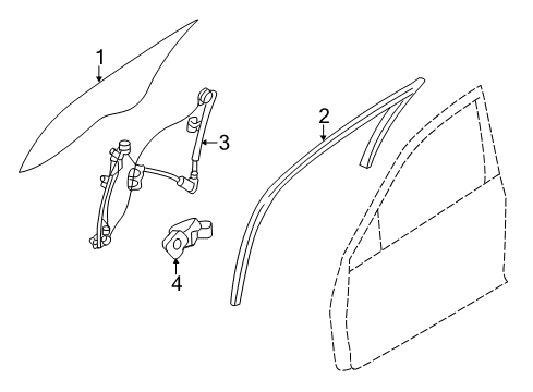 2006 Lincoln Zephyr Front Door - Glass & Hardware Diagram