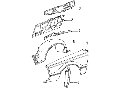 1986 Mercury Cougar Fender & Components Diagram