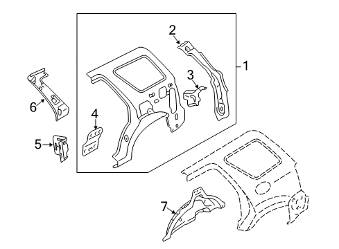 2012 Ford Escape Inner Structure - Quarter Panel Diagram 2 - Thumbnail
