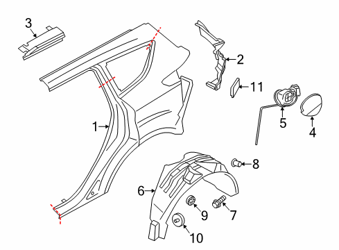 2013 Ford Escape Quarter Panel & Components Diagram