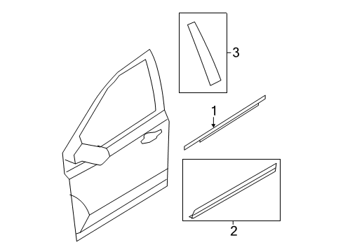 2012 Lincoln MKX Exterior Trim - Front Door Diagram