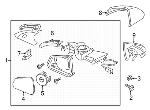 2018 Ford Mustang Mirror Glass, Driver Side Diagram for FR3Z-17K707-B